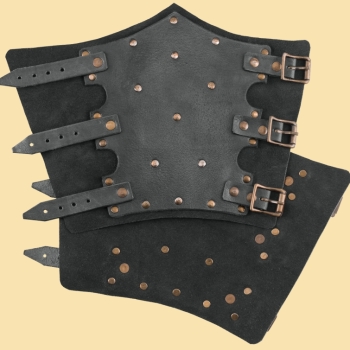 Preview: Armschützer - Leder mit Nieten - Paar - schwarz